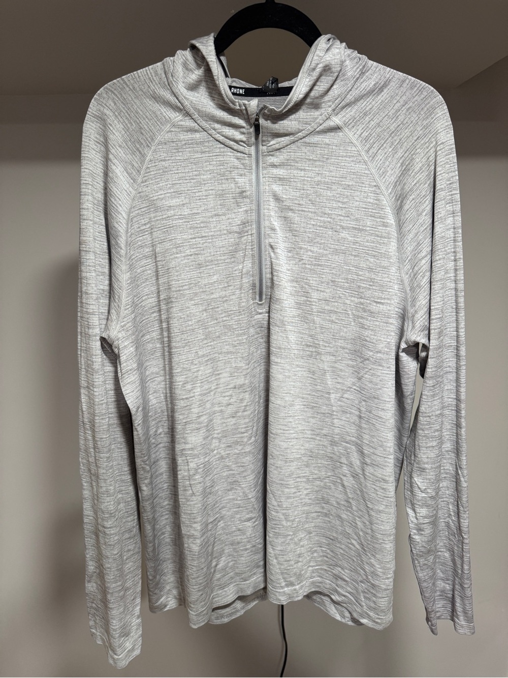 Rhone Light Gray Quarter-Zip Hooded Men's Sweater